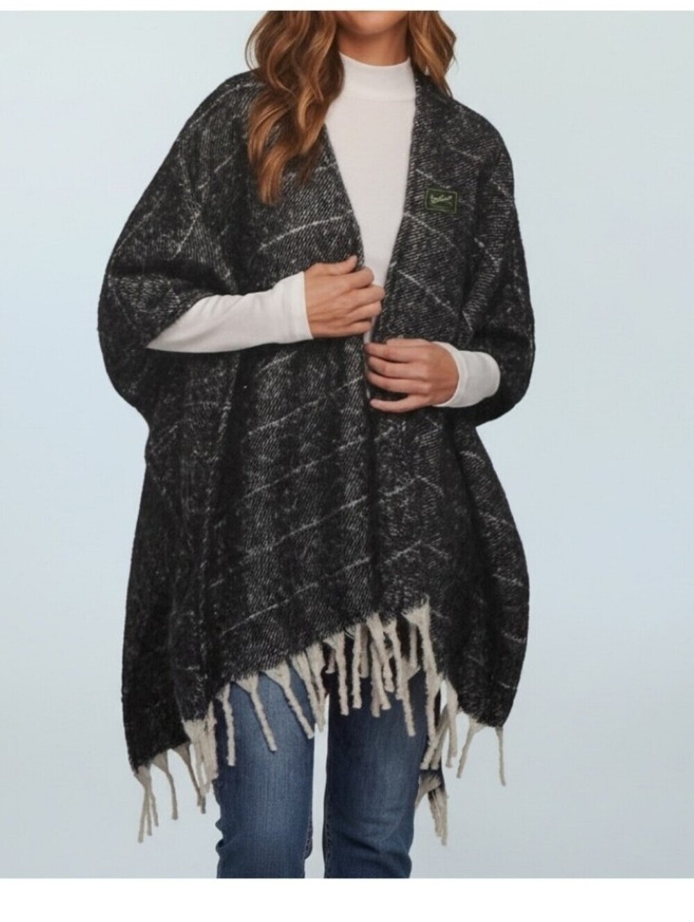 Woolrich Cape NWT OS Black, Silver Metallic Fall Layering/Rustic Core
